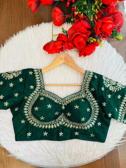 Green Fancy Silk Blouse