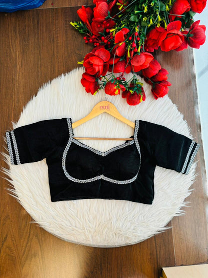 Midnight Black Fancy Silk Blouse