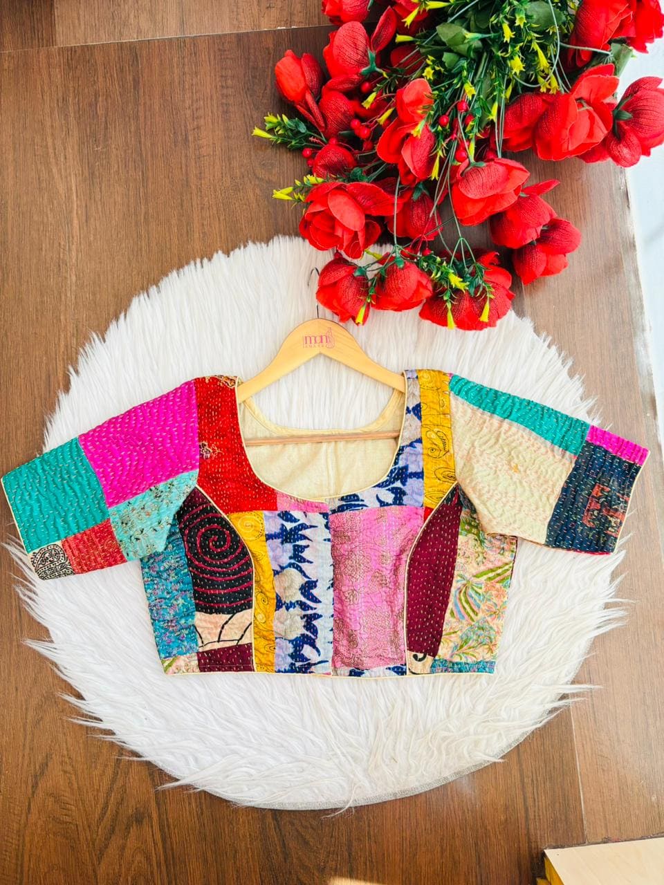Folk Fusion Boul Kantha Stitch Blouse (Combo-2)