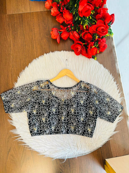Organza Twist – All Over Embroidered Organza Blouse