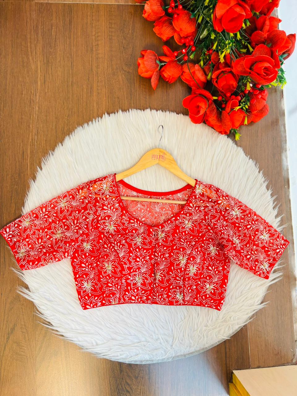 Organza Twist – All Over Embroidered Organza Blouse