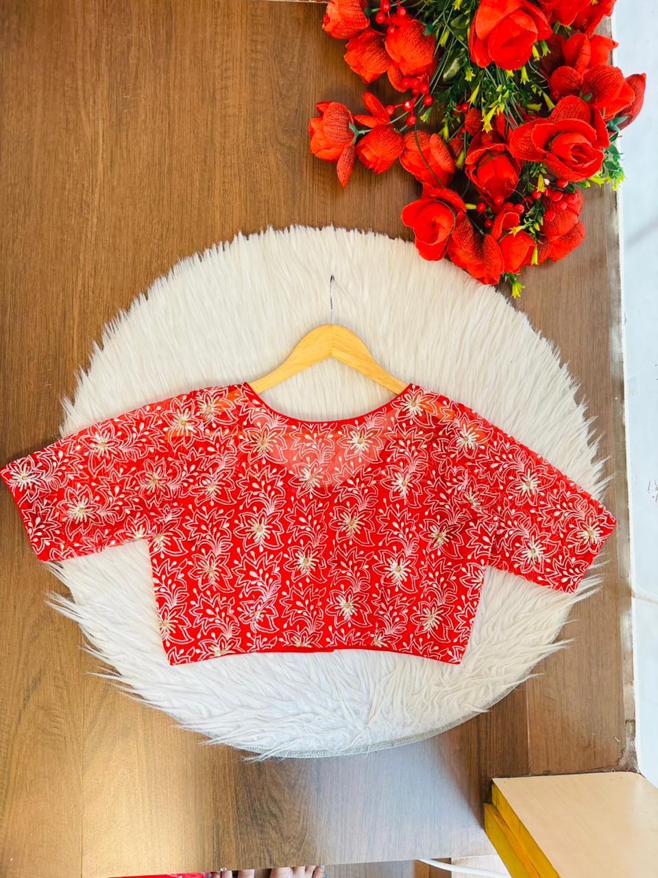 Organza Twist – All Over Embroidered Organza Blouse