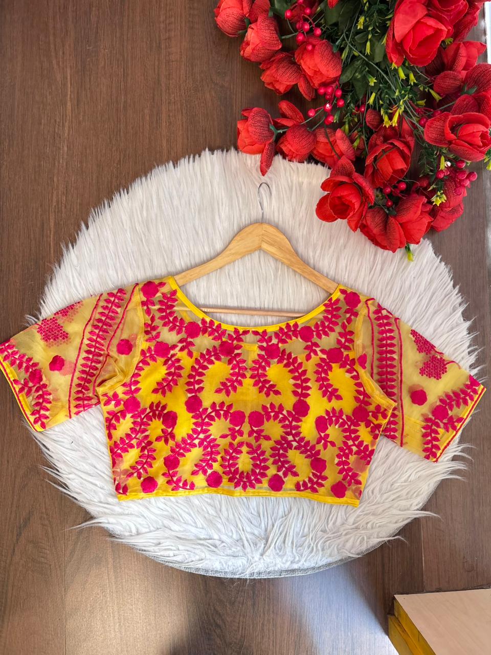 Dancing Leaf- Designer Net Blouse