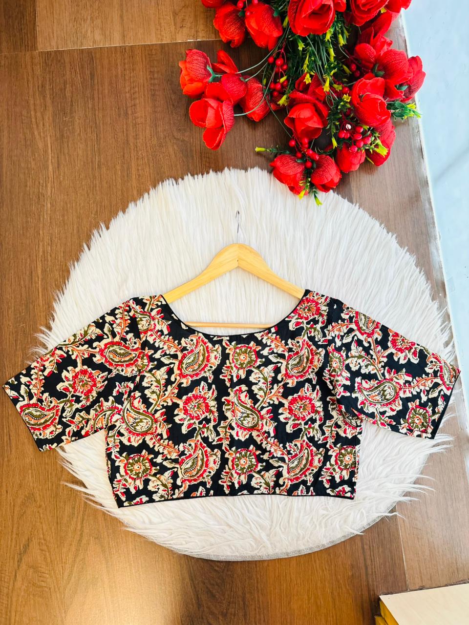 Dreamy Cute-Printed Cotton Designer Blouse