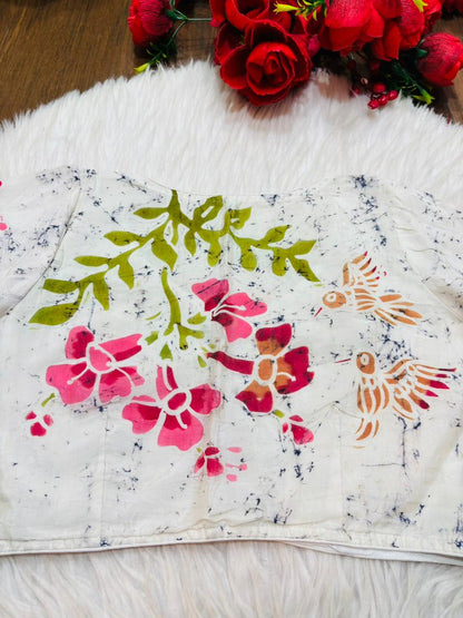 Doodle Of Flowers- Batik Designer Blouse