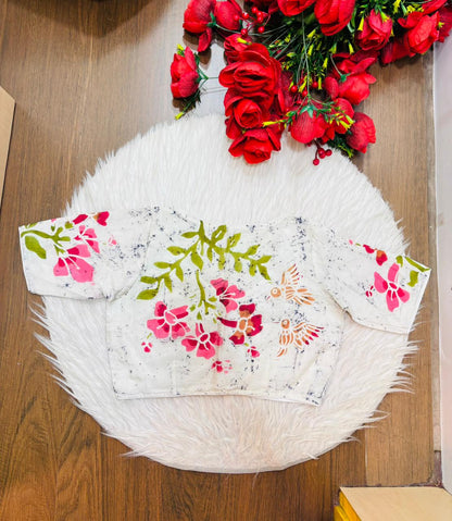 Doodle Of Flowers- Batik Designer Blouse