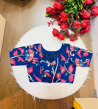 Neel Pushpa – Premium Kalamkari Blouse