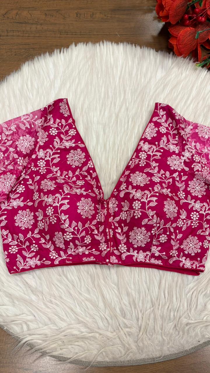 Floral Reverie Threads Organza Blouse