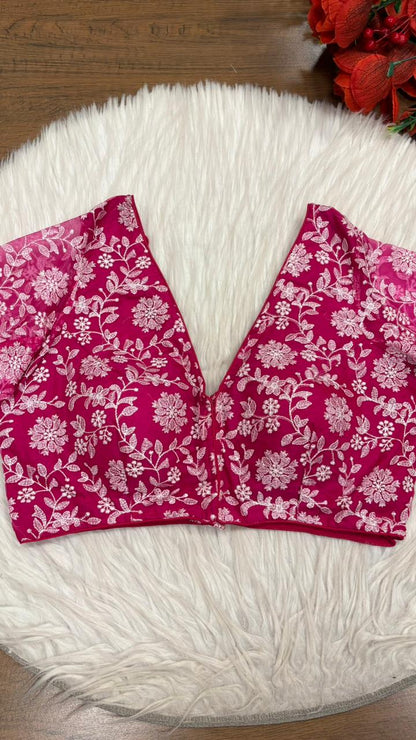 Floral Reverie Threads Organza Blouse