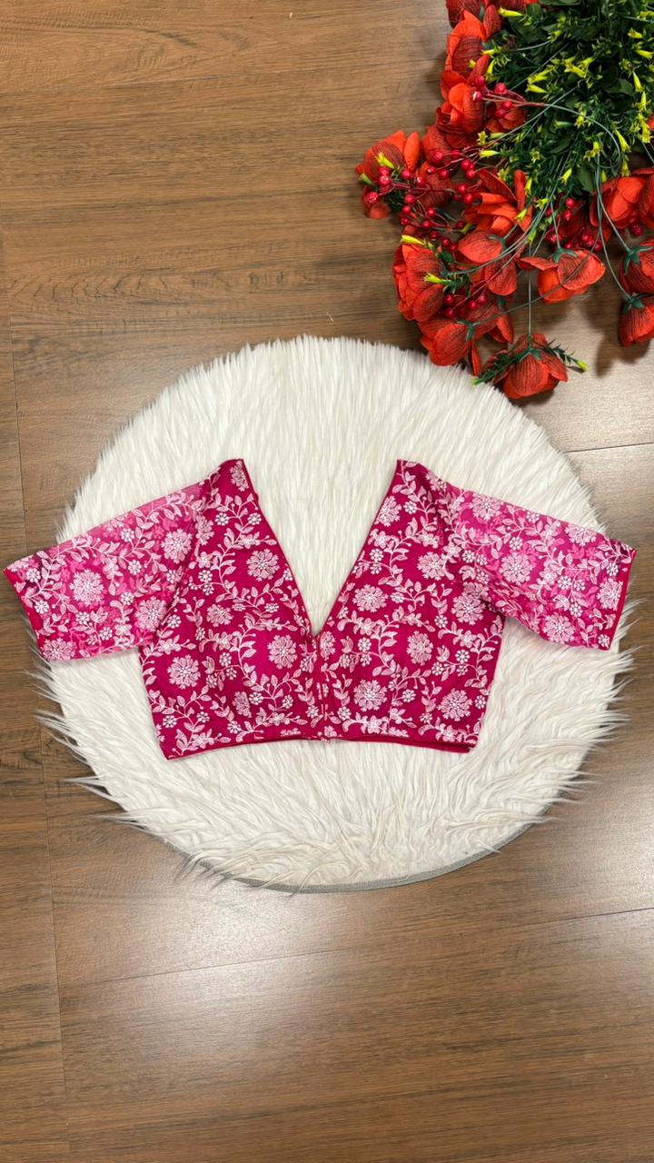 Floral Reverie Threads Organza Blouse