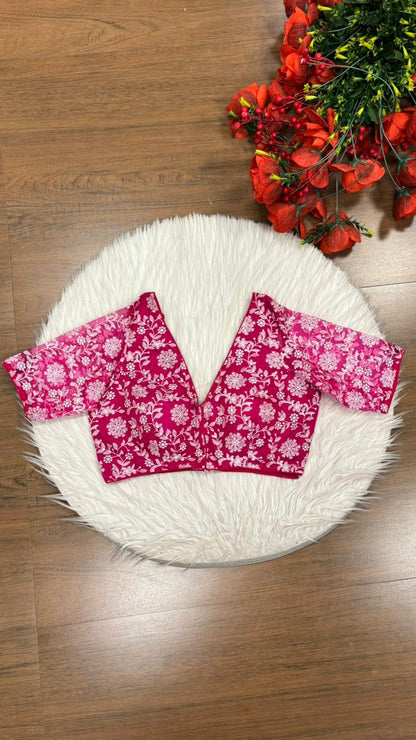 Floral Reverie Threads Organza Blouse