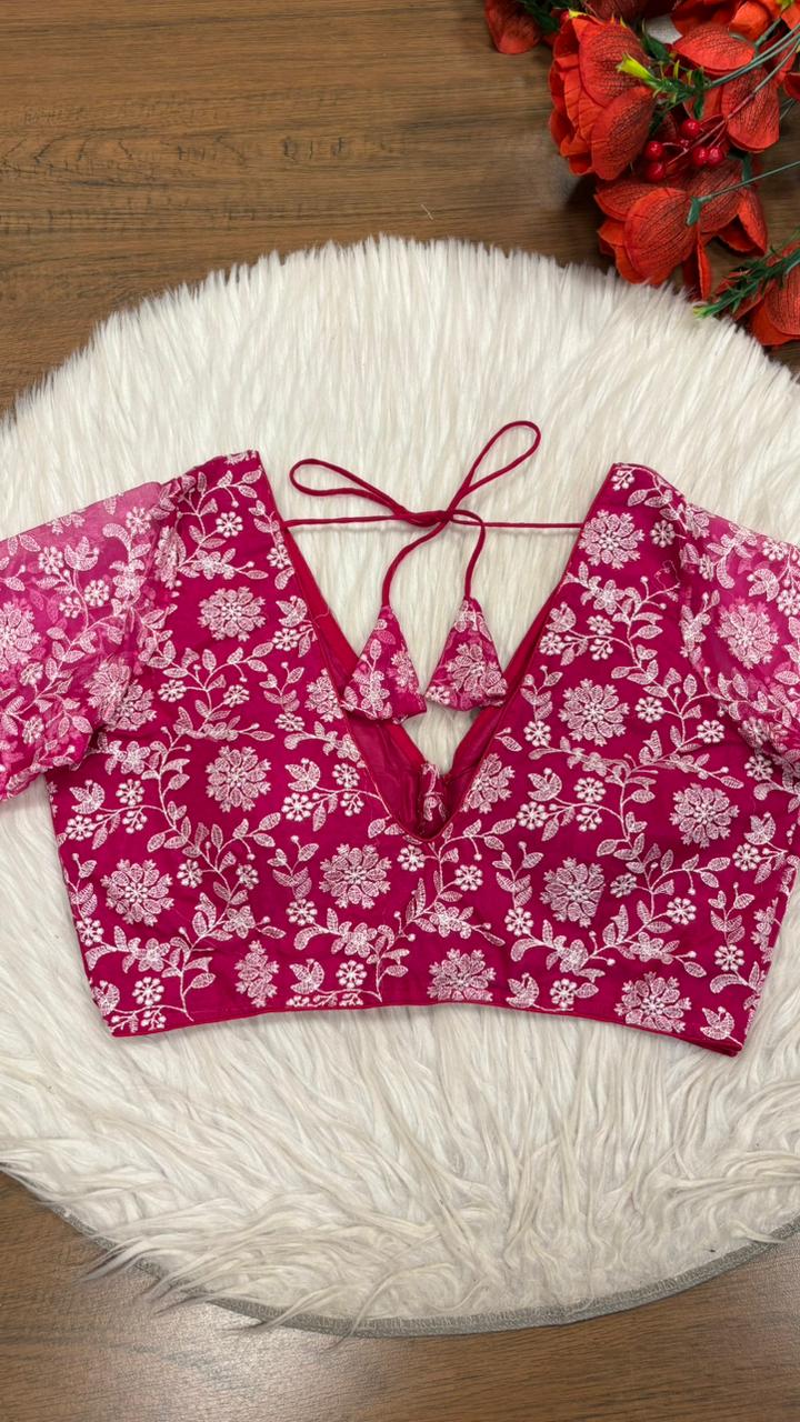 Floral Reverie Threads Organza Blouse