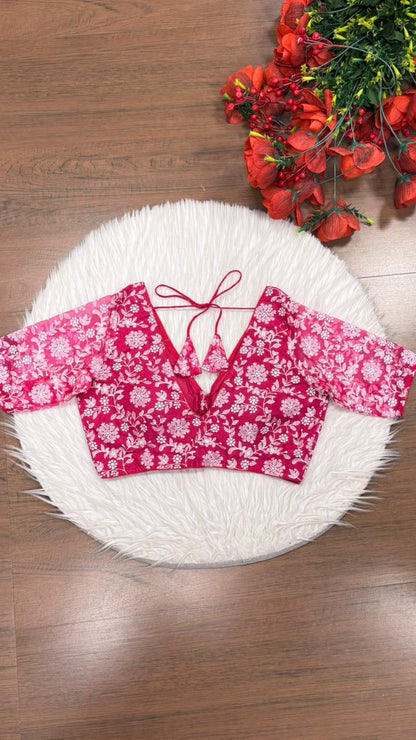 Floral Reverie Threads Organza Blouse