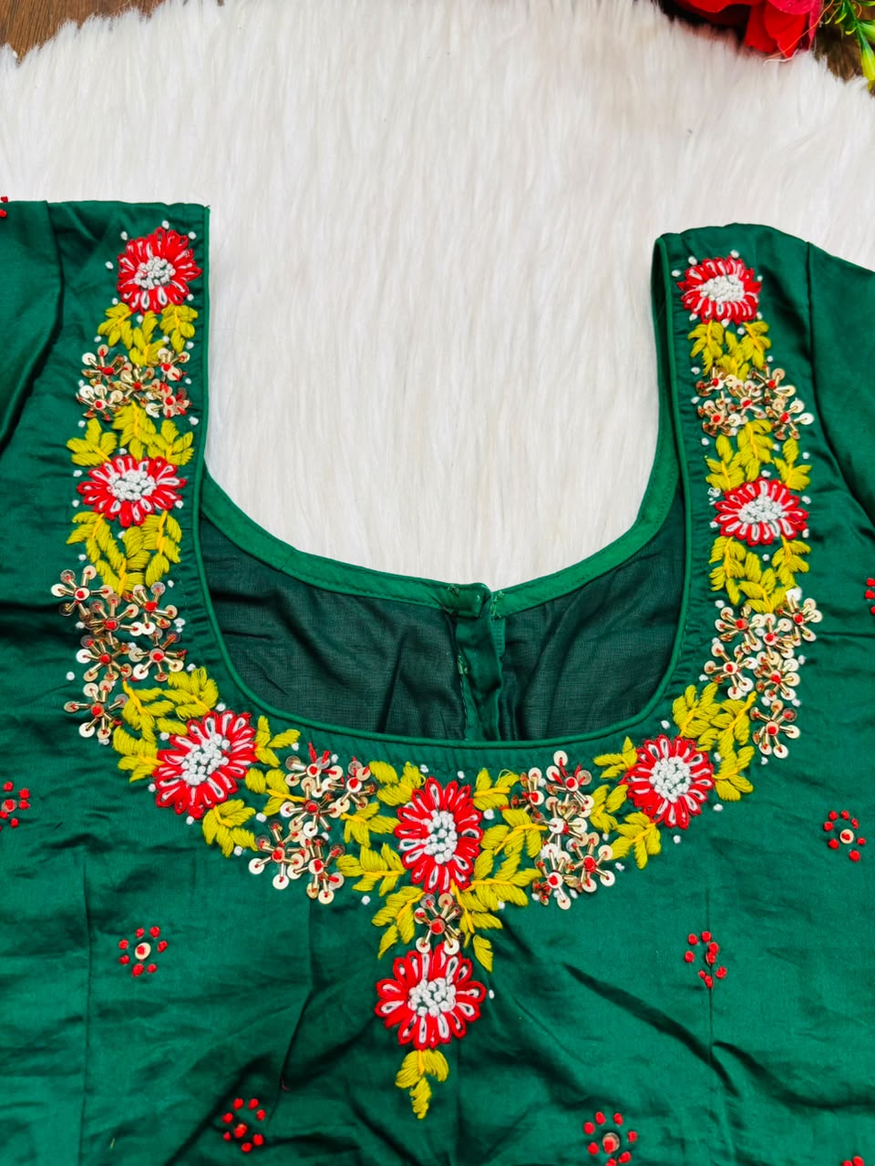 Blooming Scarlet Handwork Blouse