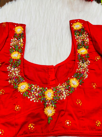 Blooming Scarlet Handwork Blouse