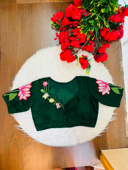Reflection of Lotus Vichitra Silk Blouse