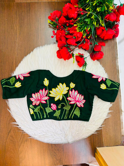 Reflection of Lotus Vichitra Silk Blouse