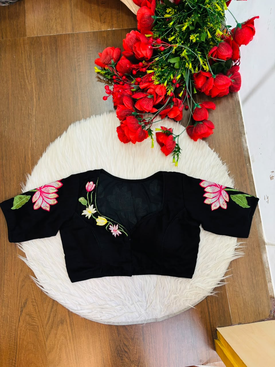 Reflection of Lotus Vichitra Silk Blouse
