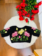 Reflection of Lotus Vichitra Silk Blouse