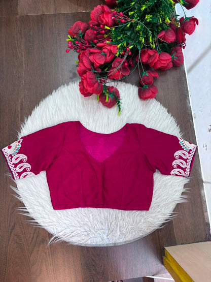 Agomoni - Traditional Designer Blouse(Pink)