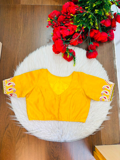 Agomoni - Traditional Designer Blouse(Yellow)
