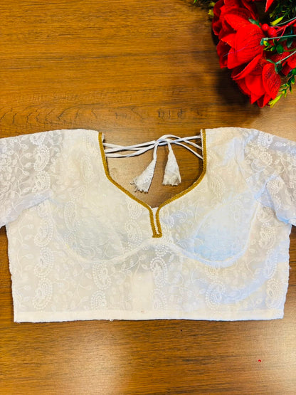 Pearl Petals Georgette Silk Designer Blouse