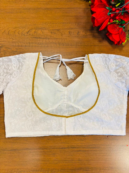 Pearl Petals Georgette Silk Designer Blouse
