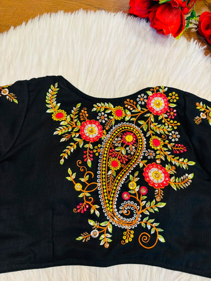 Festive Paisley Vichitra Silk Blouse