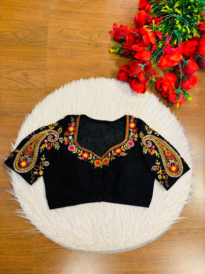 Festive Paisley Vichitra Silk Blouse