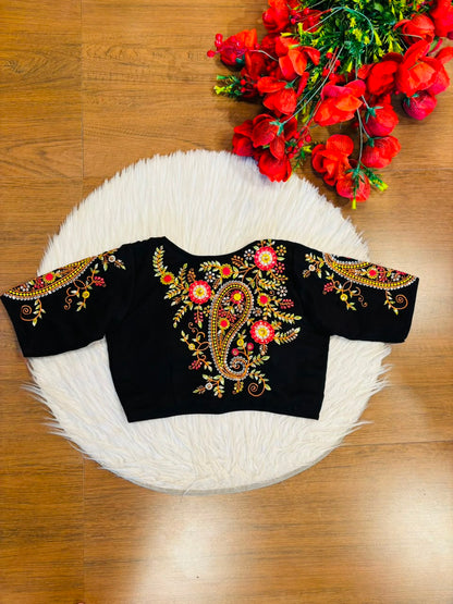 Festive Paisley Vichitra Silk Blouse