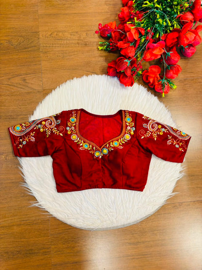 Festive Paisley Vichitra Silk Blouse