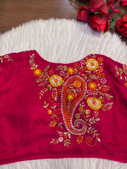 Festive Paisley Vichitra Silk Blouse
