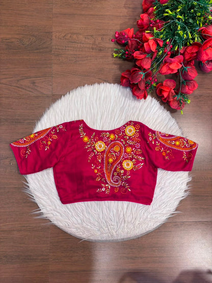Festive Paisley Vichitra Silk Blouse