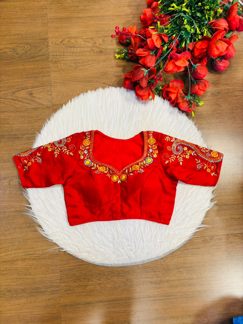 Festive Paisley Vichitra Silk Blouse
