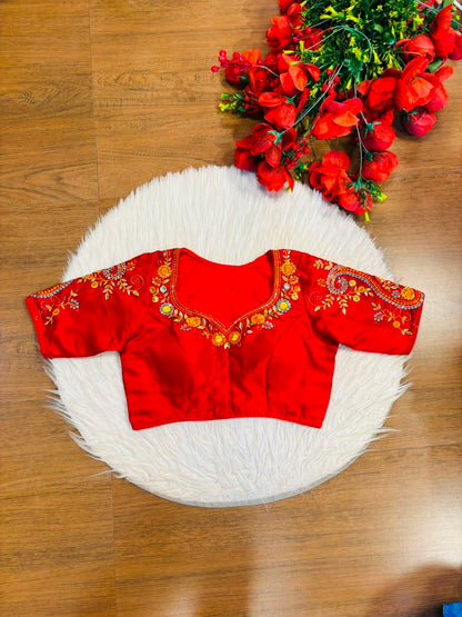 Festive Paisley Vichitra Silk Blouse
