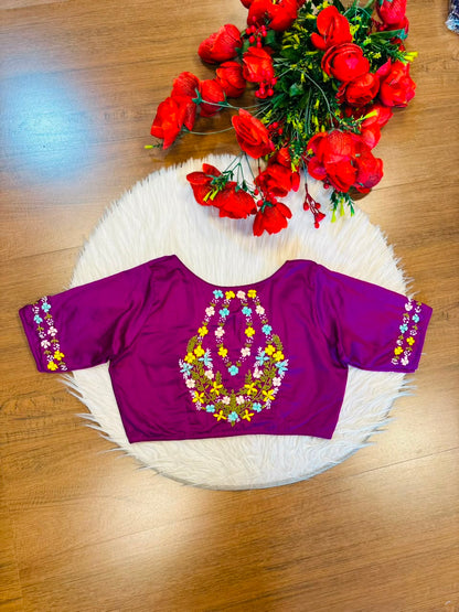 Wildflower Wreath Handstitched Designer Blouse