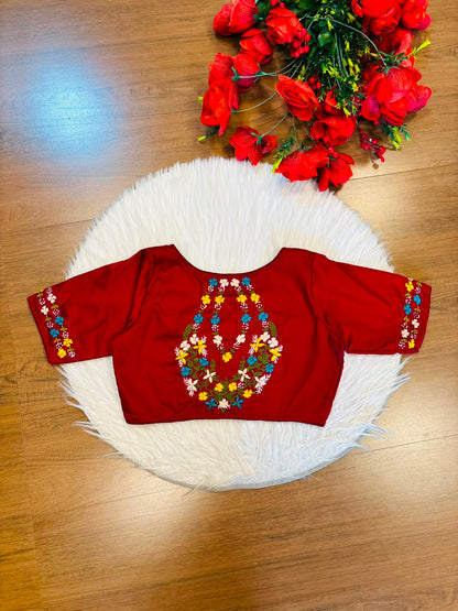 Wildflower Wreath Handstitched Designer Blouse
