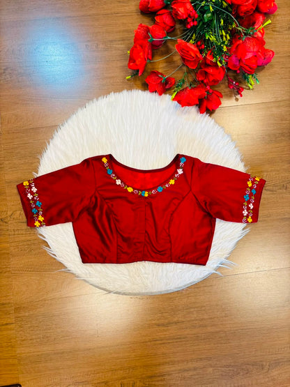 Wildflower Wreath Handstitched Designer Blouse