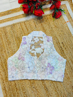 Garden of Pearls Designer Blouse With Ribbon Katdana work