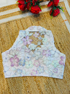Garden of Pearls Designer Blouse With Ribbon Katdana work