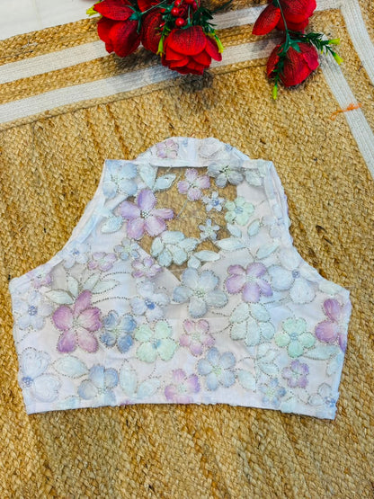 Garden of Pearls Designer Blouse With Ribbon Katdana work