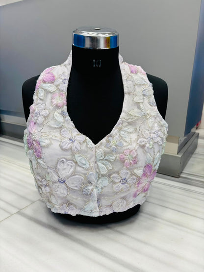 Garden of Pearls Designer Blouse With Ribbon Katdana work