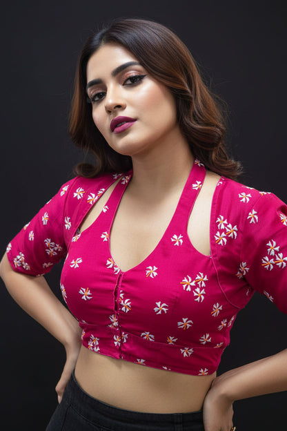 Pink Shiuli Masaba Style Vichitra Silk Blouse