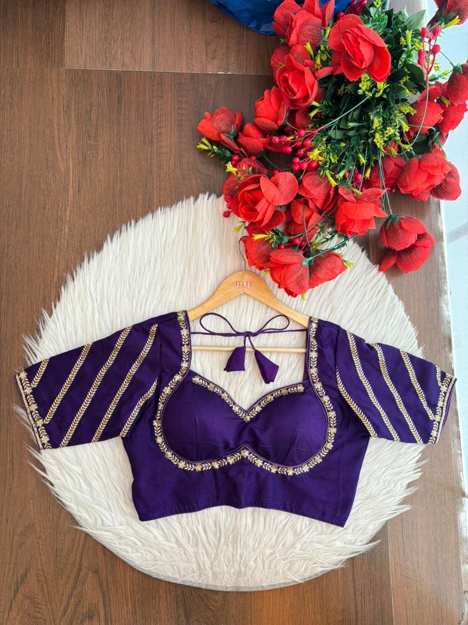 Partywear Purple Vichitra Silk Blouse