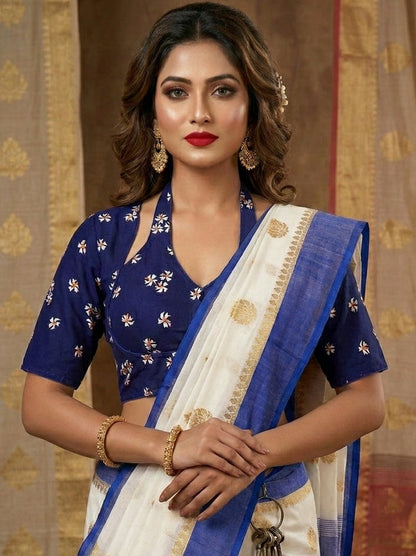 Blue Shiuli Masaba Style Vichitra Silk Blouse