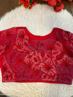 Red Reverse Kantha Handwork Blouse