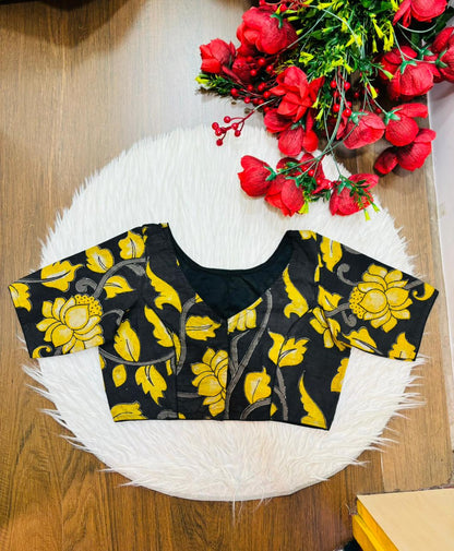 Midnight Bloom Kalamkari Blouse
