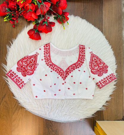 Portrait of Royalty Vichitra Silk Blouse