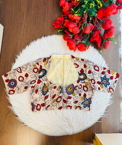 Retro Sketch Kalamkari Designer Blouse