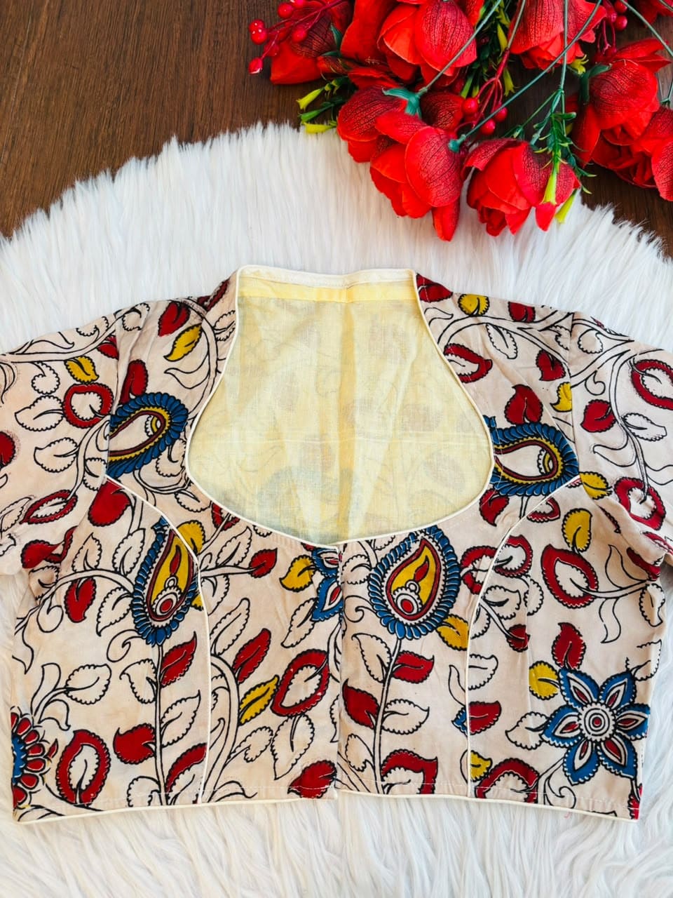 Retro Sketch Kalamkari Designer Blouse